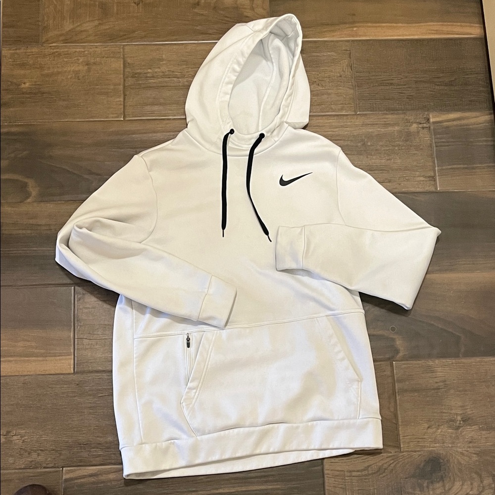 Nike White Hoodie Med Thermafit
